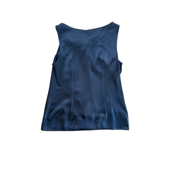 BCBGMAXAZRIA runway silk Women's Navy Blue Sleeveless Blouse Top Size Large - Picture 4 of 4